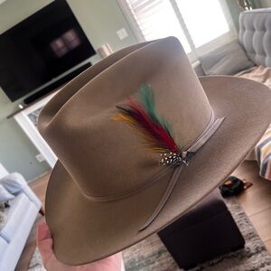 Stetson Tan Western Hat with Colorful Feather
